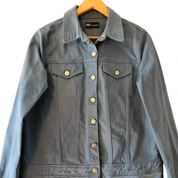 Zara Denim Long Sleeve Drop Waist Mini Dress Jean Size Large. - Picture 6 of 16